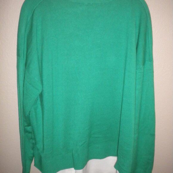 Hilary Radley Women's Plus Size XXL Green White Collared Sweater NWT - Picture 5 of 5